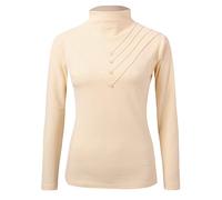 Pull col roulé Femme col roulé Femme Crop Top Beige Hiver Montant Maille Chaud Fin Cachemire Colle Roule Chaussette en Laine Cashmere Thermique Pullover Automne léger Sweater Rond Doux Thermolactyl