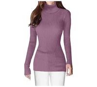 Pull Col Roulé Femme Pull Tricoté - Chandail Manche Longue Fin Elegant Thermique CâBlé Roulé Coupe Classique Chic Vintage Ample Doux Et Confortable Ajusté Moderne