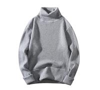 Pull Col Roulé Homme Cotton Pull Hommes Hiver Chaud, Coupe Slim Pullover Doublure Polaire en Peluche Coton Décontracté À Manches Longues en Maille Fine Haut Activités Mi Saison