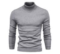 Pull Col Roulé Homme de Travail Pull Hiver Chaud, Pullover en Maille Fine De Coton Ras du Cou Anti-Boulochage en Polaire Douce Coupe Slim Pulls Casual Basic Sweater Accueil Mi Saison