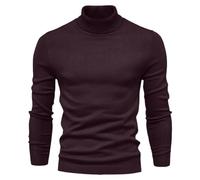 Pull Col Roulé Homme de Travail Pull Hiver Chaud, Pullover en Maille Fine De Coton Ras du Cou Anti-Boulochage en Polaire Douce Coupe Slim Pulls Casual Basic Sweater Accueil Mi Saison