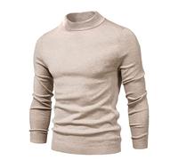 Pull Col Roulé Homme Manches Longues Vintage Couleur Uni Automne Hiver Classique Extérieur Travail Sport Noel Chaud Kaki M