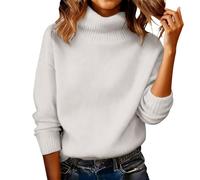 Pull Col Roulé Manche Longue Pulls Femme Hiver Chaud Chic Et Élégant Court | Pullover Tricoté Oversize Grande Taille Sweater Décontracté Polyvalent Sous-Pull Couleur Unie Quotidiennes Sweatshirt