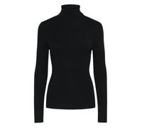 Pull col roulé noir uni avec une coupe près du corps et des manches longues XS