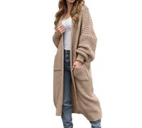 Pull Col Roule pour Femme,Manteau Pull Long en Tricot avec Poches Manches SurdimensionnéEs Cardigan Ouvert sur Le Devant pour L'Automne Et l'hiver Mode DéContractéE Et Chaude