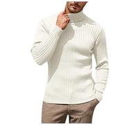 Pull Col Roule pour Homme Pull Chaud, Pullover en Tricote Manches Longues Pulls en Laine Légère Mélangé Sweater Camionneur Chaud Slim Fit Basique Activités Automne