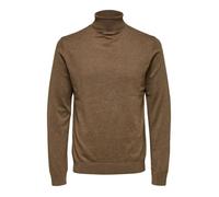 Pull col roulé - Selected - Berg - Teak - Coton Pima - Détails côtes 2x1 S