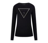Pull col v col rond avec logo triangle femme Guess Kiara Noir XL