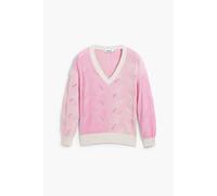 Desigual Pull col V Bristol Femme Rose clair/blanc Taille M