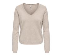 Pull col V femme Only Loyal Beige M
