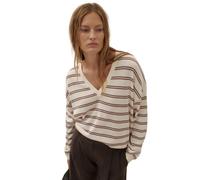Pull col V orné de finitions côtelées femme COMMA Beige XS