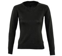 Pull col V - SOL'S - 90010 - Noir - Manches longues - Coupe ajustée XL