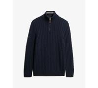 Pull col zippé en coton torsadé Superdry Classic Bleu L
