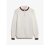 Superdry – Pull col zippé et liseré femme – Beige XS