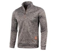 Pull Col Zippé Homme Pull Col Roulé Homme Tricoté Cachemire Manches Longues 1/4 Zip Pullover Sweater Pull En Micro-Polaire Hiver Chaud Col Roulé Pullover Polo Classique Doux Tricoté En Maille Coton