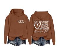 Pull coloré pour femme avec inscription « To The Person Behind Me Dear Person Behind Me You Are Amazing Enough » - Unisexe - Noir et rouge, café, L
