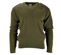 Pull Commando en laine verte avec col en V, vert olive, Taille unique