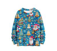 Pull confortable en tricot thermique sans chapeau pour femme - Couleur unie - Imprimé de Noël - Manches longues - Costume de fête - Cadeaux de Noël, bleu ciel, M