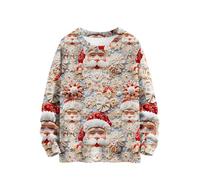 Pull confortable en tricot thermique sans chapeau pour femme - Couleur unie - Imprimé de Noël - Manches longues - Costume de fête - Cadeaux de Noël, kaki, XL