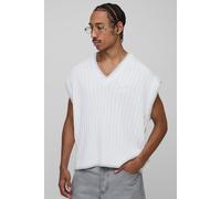 Pull côtelé à col V - MAN homme - blanc - L, blanc