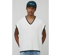 Pull côtelé à col V - MAN homme - ecru - S, ecru