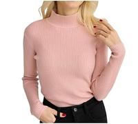 Pull côtelé pour Femme, Taille Unique, col roulé, élégant, tricoté, Manches Longues, Coupe cintrée, Chemise à Manches Longues, Automne Hiver. Pulls Molletonnés Petits Manteaux Longs pour Femmes