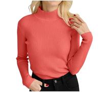 Pull côtelé pour Femme, Taille Unique, col roulé, élégant, tricoté, Manches Longues, Coupe cintrée, Chemise à Manches Longues, Automne Hiver. Pulls Molletonnés Petits Manteaux Longs pour Femmes