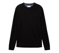 Pull coton col rond droit Tom Tailor noir - TOM TAILOR - Homme XL