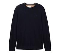 Pull coton - TOM TAILOR - Homme - Marine - Bleu - Col en bord côte S