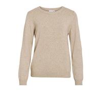 Pull coupe droite FEMME Vila beige clair en maille chinée à col rond bord-côte XXL