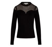 Pull coupe près du corps FEMME MORGAN noir côtelé à buste transparent XXL