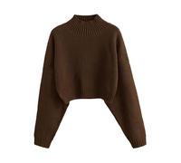 Pull Court à col roulé for Femme, Manches lanternes, Tricot côtelé(3#,L)