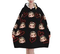 Pull Couverture Personnalisable - Avec Photo Texte/Logo/Image, CréEz Pull Plaid PersonnaliséE Pour Hommes & Femmes, Sweat Plaid&Plaid A Capuche, Cadeau Anniversaire