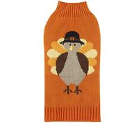 Pull d'automne pour chien ou chat Motif dinde de Thanksgiving Orange Taille XS 22,9 cm