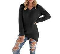 Pull d'automne pour femme, pull pour femme, pull fin surdimensionné 2026, moderne, élégant, long, surdimensionné, col en V, pull à manches longues, pull sans capuche, sweat-shirt pour l'automne