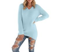 Pull d'automne pour femme, pull pour femme, pull fin surdimensionné 2026, moderne, élégant, long, surdimensionné, col en V, pull à manches longues, pull sans capuche, sweat-shirt pour l'automne