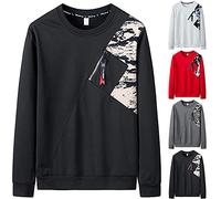 Pull de créateur imprimé pour homme polyvalent à manches longues et col rond - Pull d'automne pour loisirs en plein air - Haut à porter au quotidien avec poche zippée - Sweat-shirt graphique