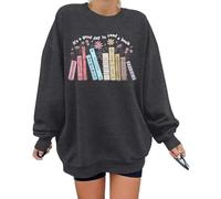 Pull de Lecture avec Inscription « It's a Good Day to Read A Book Shirt » pour Femme - Motif Fleurs Sauvages, Gris foncé, Medium