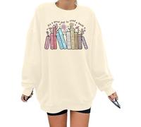 Pull de Lecture avec Inscription « It's a Good Day to Read A Book Shirt » pour Femme - Motif Fleurs Sauvages, Abricot, Taille M