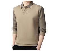 Pull de Montagne deux pièces avec col rayé épais et manches longues, décontracté, large, à la mode, pour le commerce extérieur à capuche étranges, kaki foncé, XL