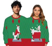 Pull De Noel 2 Personnes Femme Homme Sweat NoëL Couple Drole Moche Imprimé Renne Cerf Chien Chat Kitsch Famille Pulls De Noel Ugly Christmas Sweats Shirt Sweat-Shirt Pull-Over