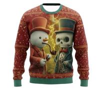 Pull de Noël 2026 Homme Femme - Sweat Col Rond Imprimé 3D, Motifs Festifs Amusants - Pull Tricot Hiver Chaud, T-Shirt Graphique Vacances, Tenue Funny Xmas Cadeau Noël Cadeau