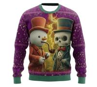 Pull de Noël 2026 Homme Femme - Sweat Col Rond Imprimé 3D, Motifs Festifs Amusants - Pull Tricot Hiver Chaud, T-Shirt Graphique Vacances, Tenue Funny Xmas Cadeau Noël