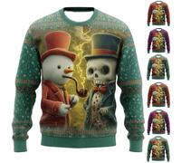 Pull de Noël 2026 Homme Femme - Sweat Col Rond Imprimé 3D, Motifs Festifs Amusants - Pull Tricot Hiver Chaud, T-Shirt Graphique Vacances, Tenue Funny Xmas Cadeau Noël Cadeau
