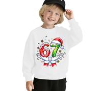 Pull de Noël 67 pour enfants 6 7 Meme Shirt Six Seven Pull à manches longues Sweat-shirt filles garçons Mode Six Seven Sweat-shirt de Noël uni pour garçons et filles