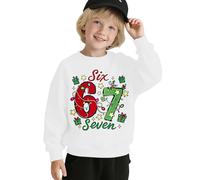 Pull de Noël 67 pour enfants 6 7 Meme Shirt Six Seven Pull à manches longues Sweat-shirt filles garçons Mode Six Seven Sweat-shirt de Noël uni pour garçons et filles