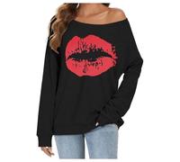 Pull de Noël à épaules dénudées pour femme drôle et sexy à manches longues - Rudolph Renne - T-shirt à manches longues - Pull de Noël - Chemisier de Noël surdimensionné - Merry Christmas - Vêtements