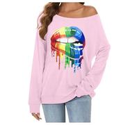 Pull de Noël à épaules dénudées pour femme drôle et sexy à manches longues - Rudolph Renne - T-shirt à manches longues - Pull de Noël - Chemisier de Noël surdimensionné - Merry Christmas - Vêtements