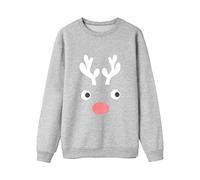 Pull de Noël à manches longues pour toute la famille comme tenue de fête coordonnée avec impression de lettre festive pour des vacances de Noël inoubliables dans un style confortable, gris, XL