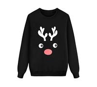 Pull de Noël à manches longues pour toute la famille comme tenue de fête coordonnée avec impression de lettre festive pour des vacances de Noël inoubliables dans un style confortable, Noir , L